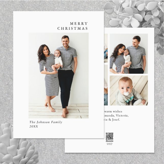 Elegant Minimalist Christmas Greeting 5 Photo Holiday Card (Elegant Minimalist Christmas Greeting 5 Photo Holiday Card)