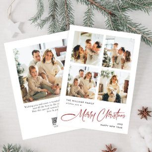 Elegant Minimalist Christmas Greeting 5 Photo Holiday Card