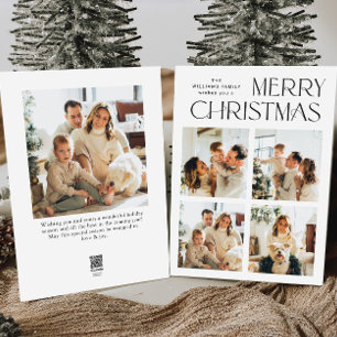 Elegant Minimalist Christmas Greeting 5 Photo Holiday Card