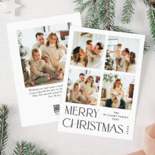Elegant Minimalist Christmas Greeting 5 Photo Holiday Card