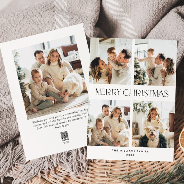Elegant Minimalist Christmas Greeting 5 Photo Holiday Card (Creator Uploaded)