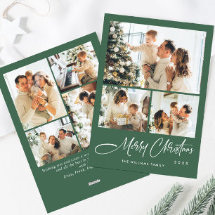 Elegant Minimalist Christmas Greeting 7 Photo Holiday Card