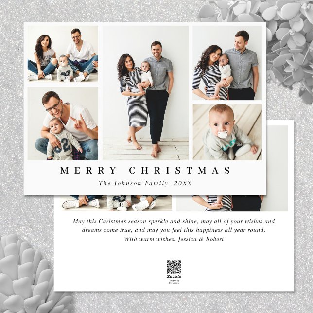 Elegant Minimalist Christmas Greeting 7 Photo Holiday Card (Zazzle Elegant Minimalist Christmas Greeting 7 Photo Holiday Card)