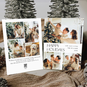 Elegant Minimalist Christmas Greeting 7 Photo Holiday Card