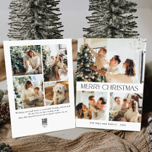 Elegant Minimalist Christmas Greeting 7 Photo Holiday Card