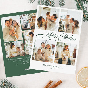 Elegant Minimalist Christmas Greeting 8 Photo Holiday Card