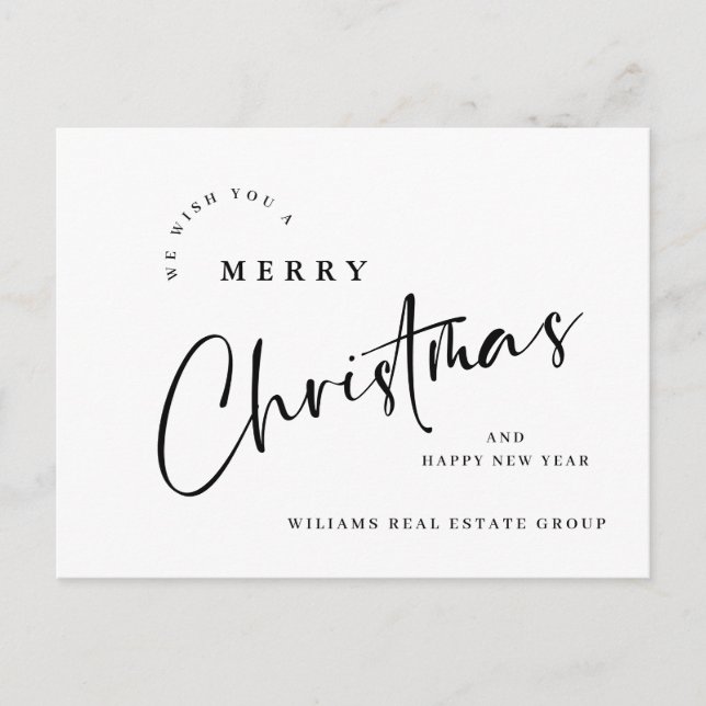 Elegant Minimalist Christmas Greeting Corporate Postcard (Front)