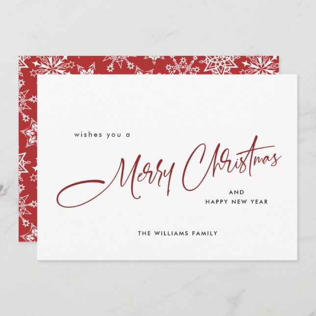 Elegant Minimalist Christmas Greeting Holiday Card (Front/Back)