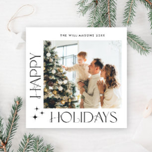 Elegant Minimalist Christmas Greeting One Photo Holiday Card