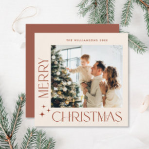 Elegant Minimalist Christmas Greeting One Photo Holiday Card