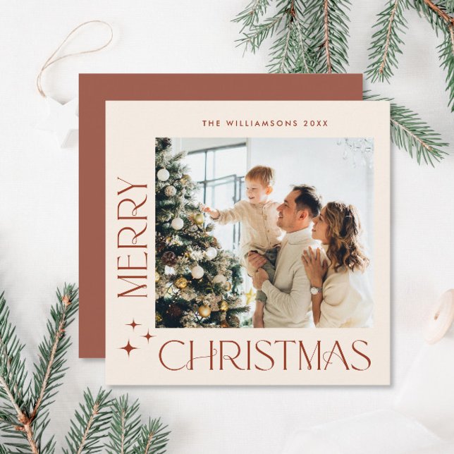 Elegant Minimalist Christmas Greeting One Photo Holiday Card (Creator Uploaded)