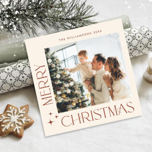 Elegant Minimalist Christmas Greeting One Photo Holiday Card