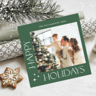Elegant Minimalist Christmas Greeting One Photo Holiday Card