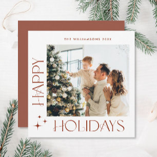 Elegant Minimalist Christmas Greeting One Photo Holiday Card
