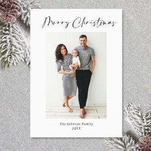 Elegant Minimalist Christmas Greeting Photo Holiday Card