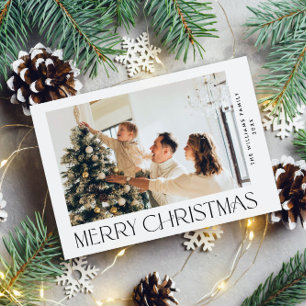 Elegant Minimalist Christmas Greeting Photo Holiday Card