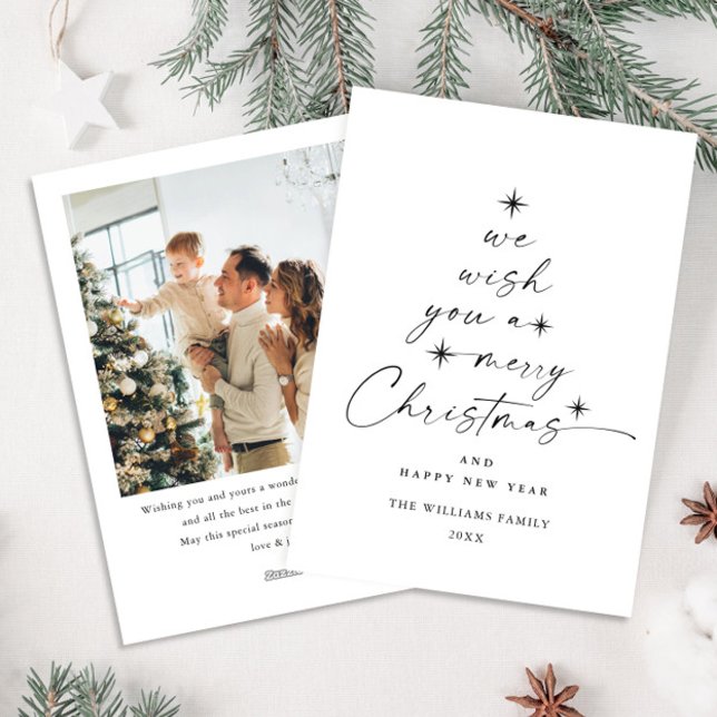 Elegant Minimalist Christmas Hand Drawn Photo Holiday Card (Creator Uploaded)