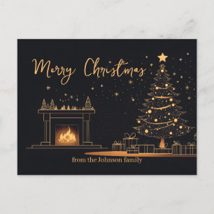 Elegant Minimalist Christmas Illustration  Holiday Postcard
