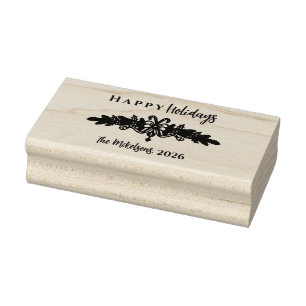 Elegant Minimalist Christmas Line Art Rubber Stamp