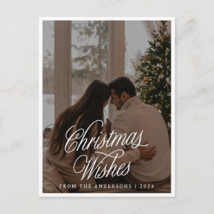 Elegant Minimalist Christmas   Modern Family Photo Holiday Postcard