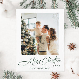 Elegant Minimalist Christmas One Photo Greeting Postcard