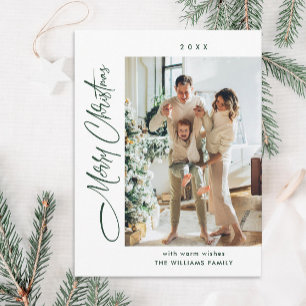 Elegant Minimalist Christmas One Photo Greeting Postcard