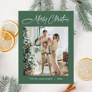 Elegant Minimalist Christmas One Photo Greeting Postcard