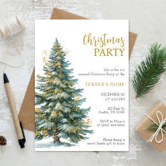 Elegant Minimalist Christmas Party Invitation