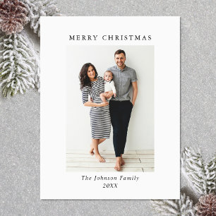 Elegant Minimalist Christmas PHOTO Magnetic Card