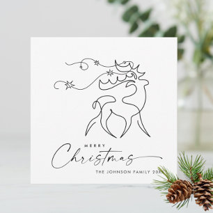 Elegant Minimalist Christmas Reindeer Greeting Holiday Card
