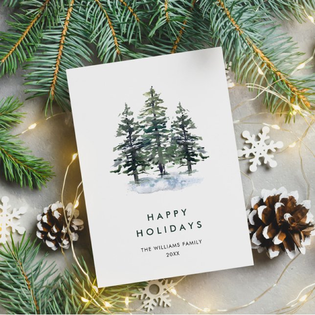 Elegant Minimalist Christmas Tree Greeting Holiday Card (Creator Uploaded)