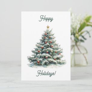 Elegant Minimalist Christmas Tree Happy Holidays Holiday Card