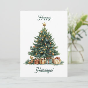 Elegant Minimalist Christmas Tree Happy Holidays Holiday Card
