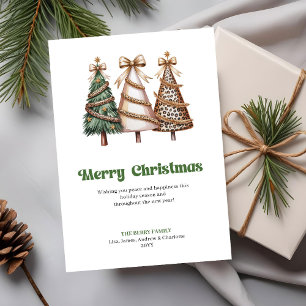 Elegant Minimalist Christmas Tree Leopard Greeting Holiday Card