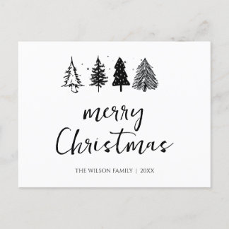 Elegant Minimalist Christmas Tree Non-Photo  Holiday Postcard