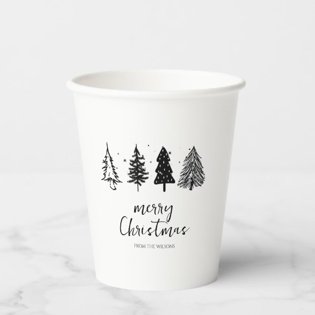 Elegant Minimalist Christmas Tree Paper Cups (Front)