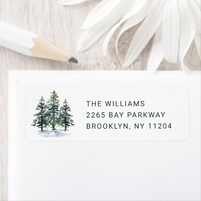 Elegant Minimalist Christmas Tree Return Address (Insitu)