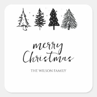 Elegant Minimalist Christmas Tree  Square Sticker
