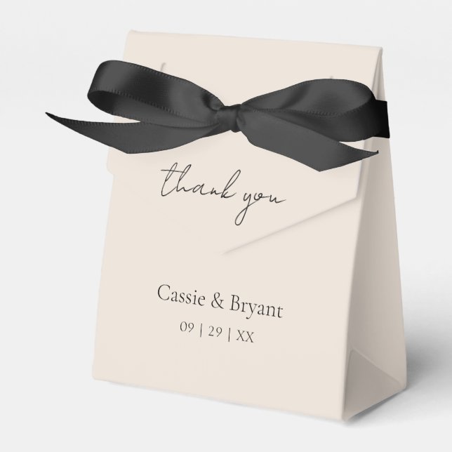 Elegant Minimalist Classic Beige Thank You Favour Box (Front Side)