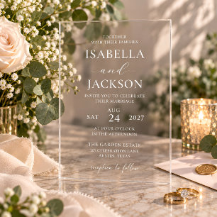 Elegant Minimalist Clear Acrylic Wedding Invitations