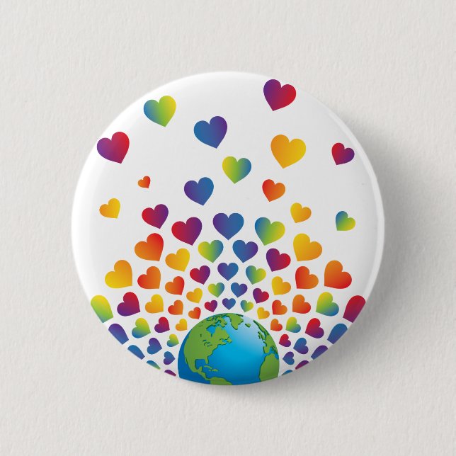 Elegant Minimalist Colourful Rainbow Heart Design 6 Cm Round Badge (Front)