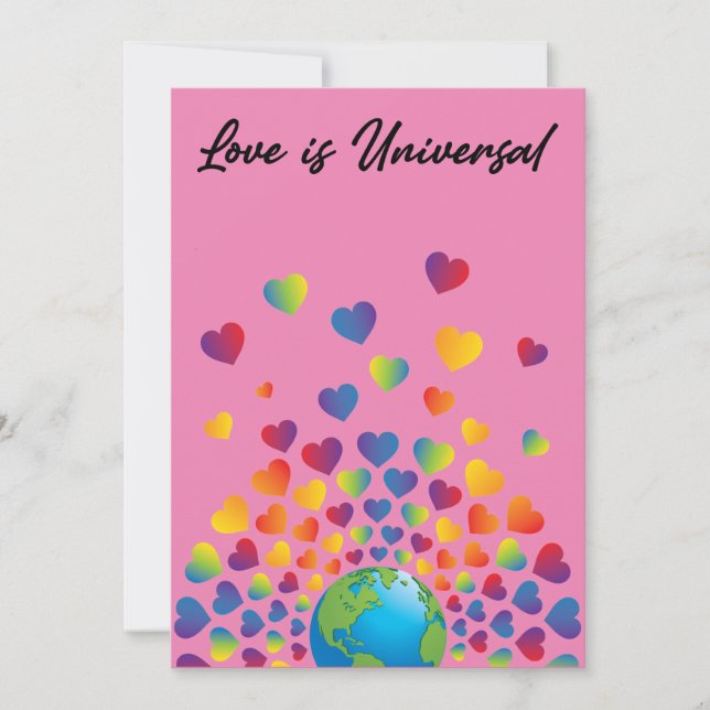 Elegant Minimalist Colourful Rainbow Heart Design Announcement (Front)