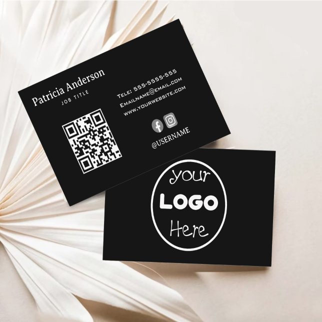 Elegant Minimalist Company Logo QR Code  Business Card (Minimalist Company Logo QR Code Business Card)