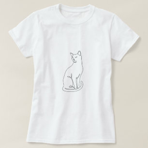 Elegant Minimalist Continuous Line Cat Art Women's T-Shirt