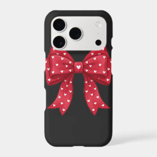 Elegant Minimalist Coquette Red Bow with Hearts