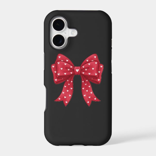 Elegant Minimalist Coquette Red Bow with Hearts (Back)