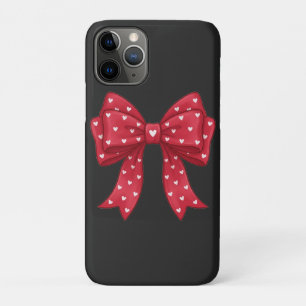 Elegant Minimalist Coquette Red Bow with Hearts Case-Mate iPhone Case