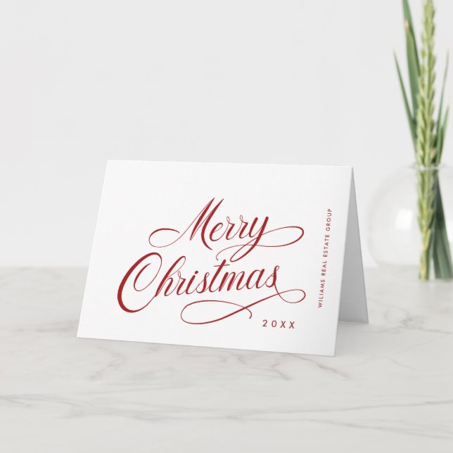 Elegant Minimalist Corporate Christmas Greeting Holiday Card (Front)