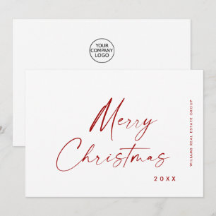 Elegant Minimalist Corporate Christmas Greeting Holiday Card
