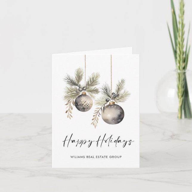Elegant Minimalist Corporate Christmas Greeting Holiday Card (Front)
